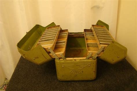 vintage metal tackle box ebay|fold out tackle box.